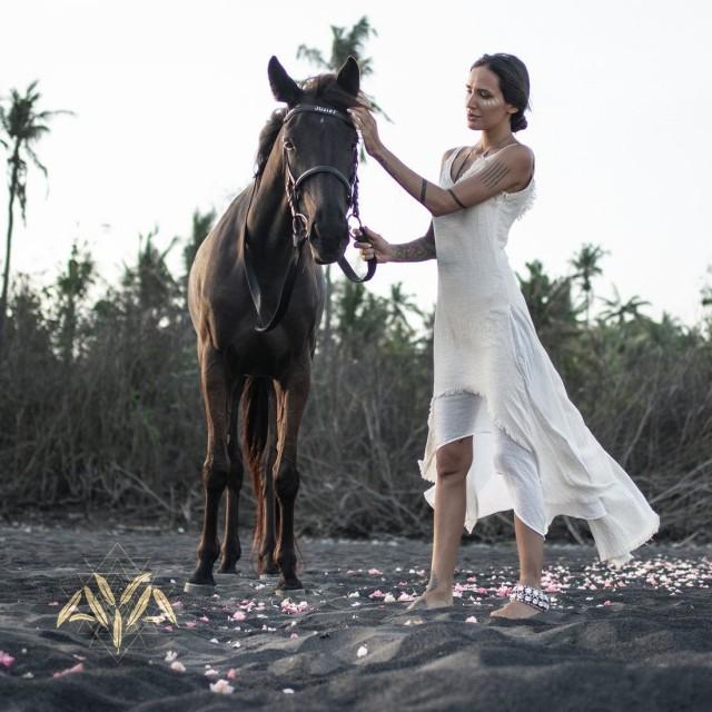 long white cotton dress beach wedding