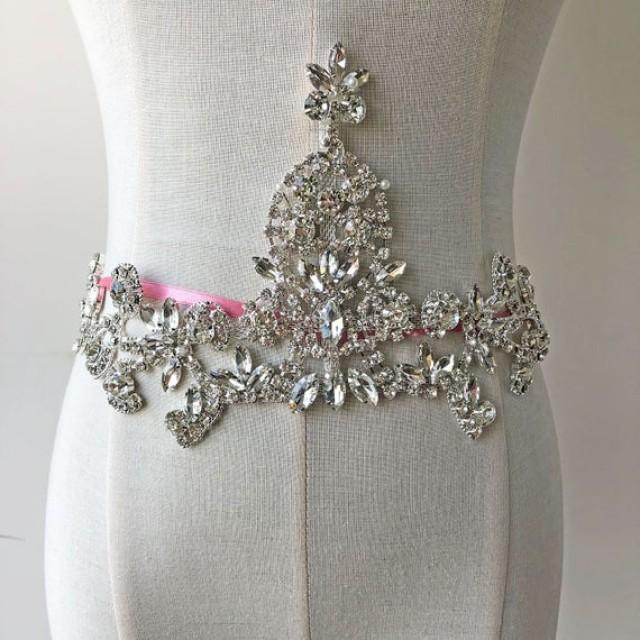 Gorgeous Crystal Applique Sashes Belt Shine Rhinestone Diamante Embellished Addition For Wedding 7634