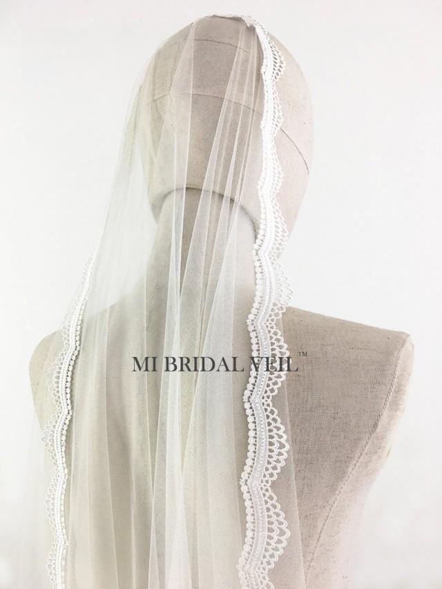 Mantilla Veil, Lace Wedding Veil, Crochet Lace Veil, Venice Lace Veil