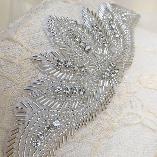 Hot Fixed Crystal Applique Beaded Patch For Dance Costumes, Bridal