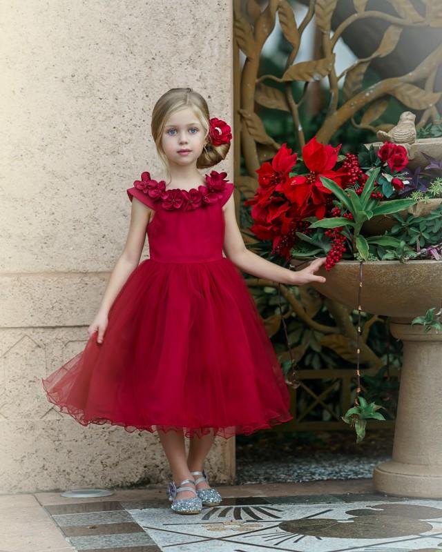 red flower girl dresses