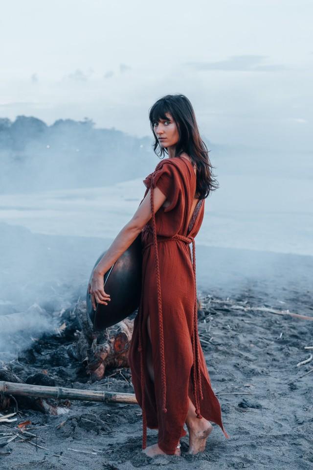 Bestseller! Organic Boho Bohemian Dress • Red Cotton Goddess Long Dress