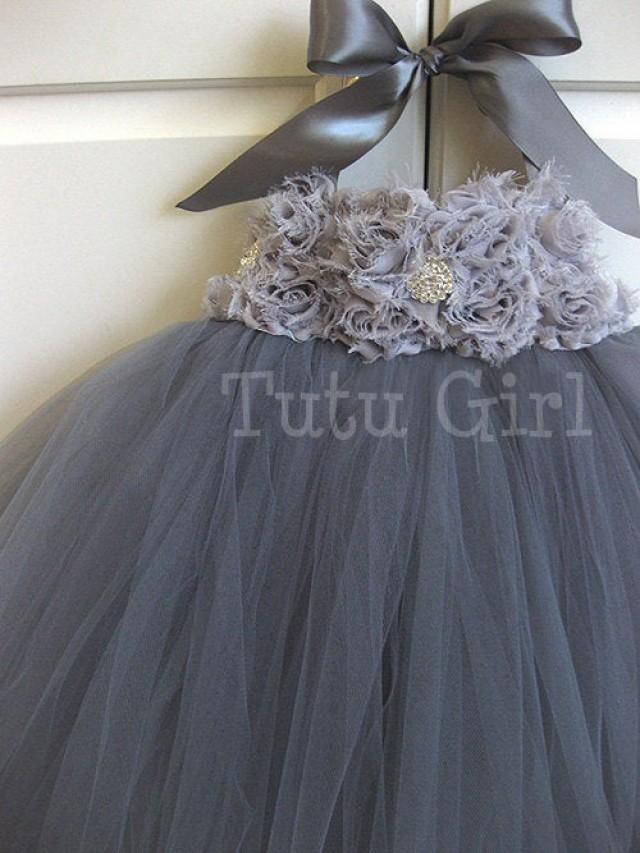 Gray Tutu Dress Flower Girl, Grey Tutu Dress, Charcoal, Platinum, Girls