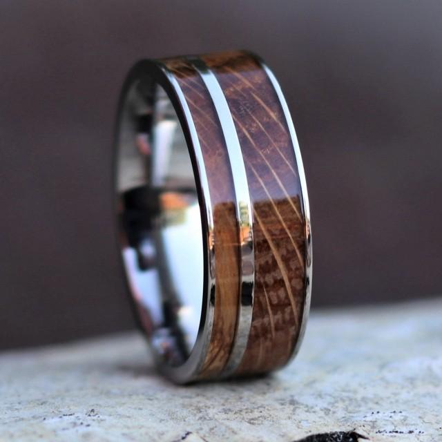 Whiskey Barrel Ring, Jack Daniel's Ring, Wood Ring, Titanium Ring, Men