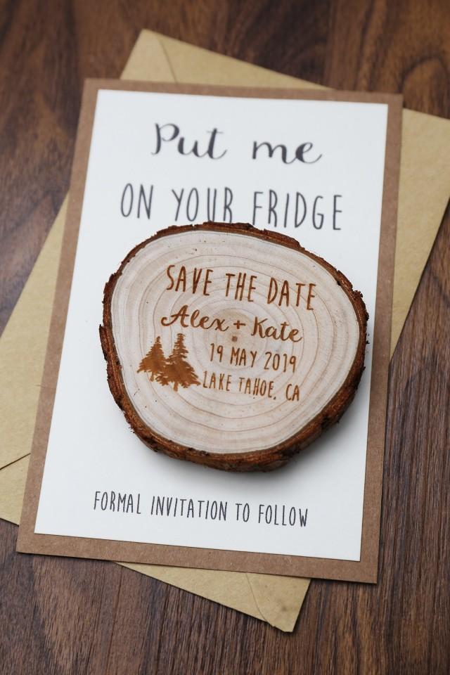 Custom Trees With Names Wood Save The Date Magnets Rustic Wedding Favors Rustic Wedding 4407