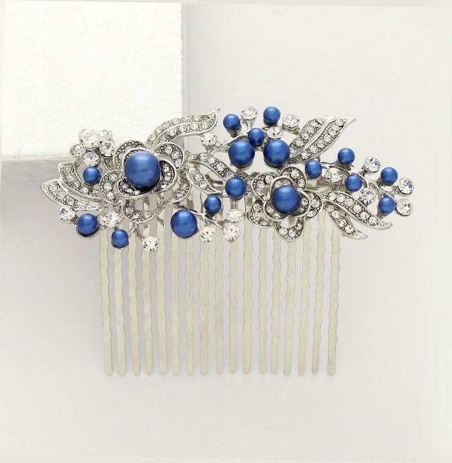 Something Blue Hair Comb, Royal Blue Bridal Comb, Blue Wedding Hair