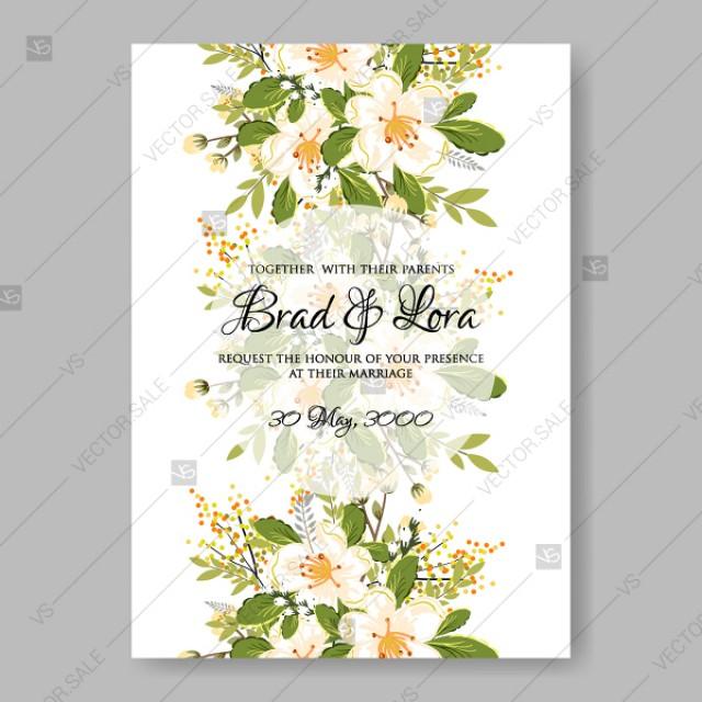 Jasmine Sakura Anemone Wedding Invitation Bridal Shower Invitation