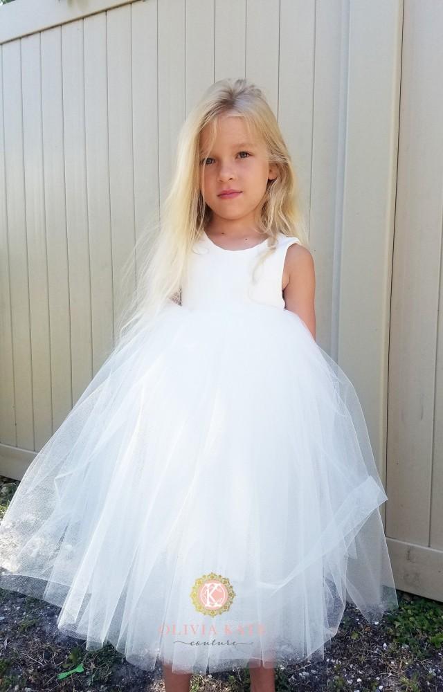 Elegant Flower Girl Dress,ivory Flower Girl Dress,ivory Tulle Dress