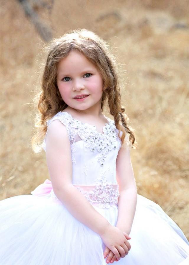 New Flower Girl Dress Princess Special Occasion Party Wedding WHITE IVORY LACE