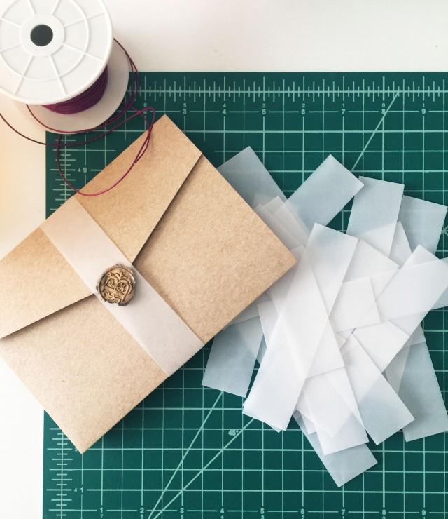 Translucent Vellum Belly Bands Invitation Wraps With Adhesive Tape