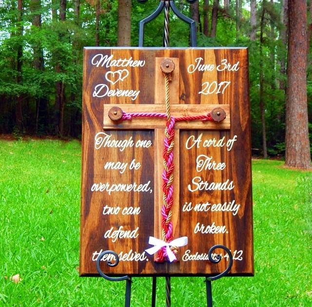 Cord Of Three Strands Wedding, Unity Braids®, Unity Wedding Wood Cross