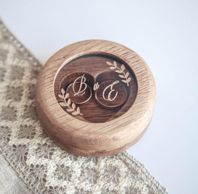 Personalized Wooden Wedding Ring Box, Double Engagement Ring Box, Ring