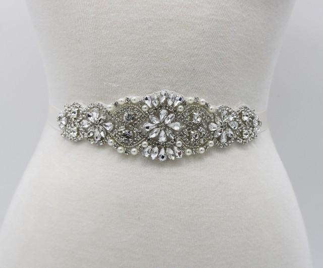 Bridal Dress Belt, Bridal Belts And Sashes, Ivory Wedding Belt, Crystal