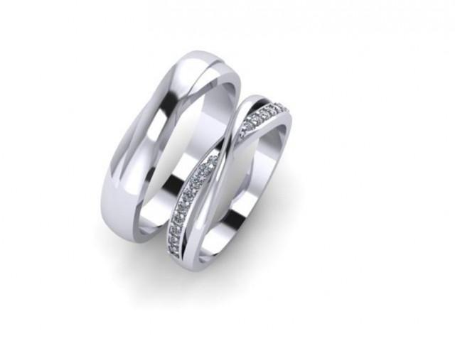 14kt White Gold His Hers Round Diamond Band Matching Wedding Band Se Las Villas Jewelry