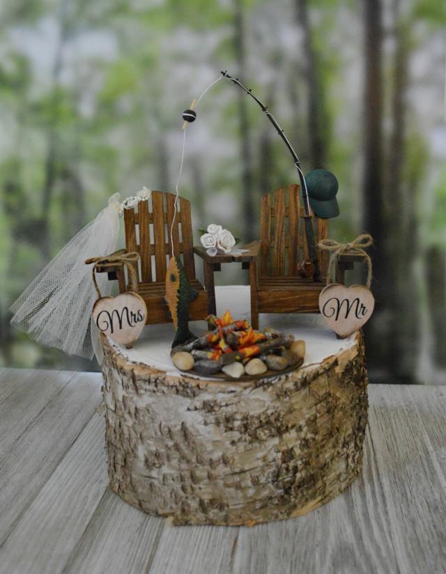 Fishing Pole Fishing Themed Wedding Cake Topper Camping Fishing Hunting