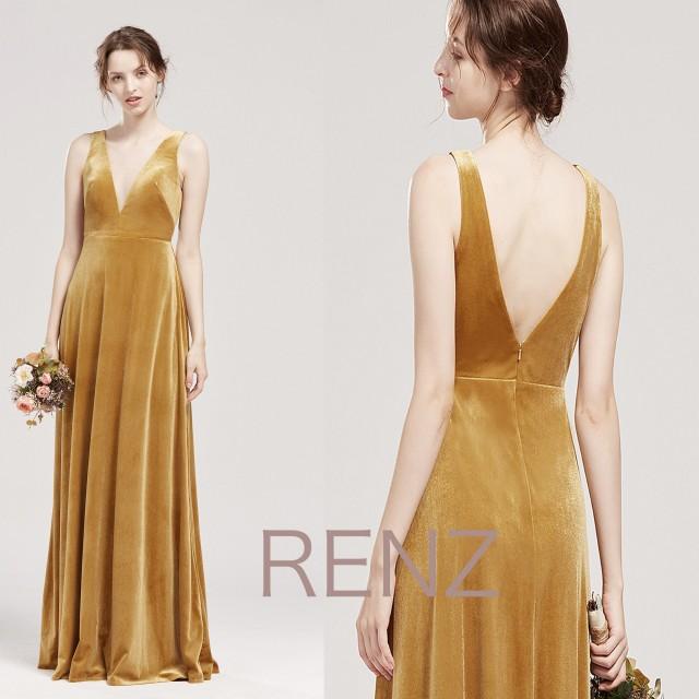 Prom Dress Ginger Velvet Bridesmaid Dress V Neck Velvet Dress For Women