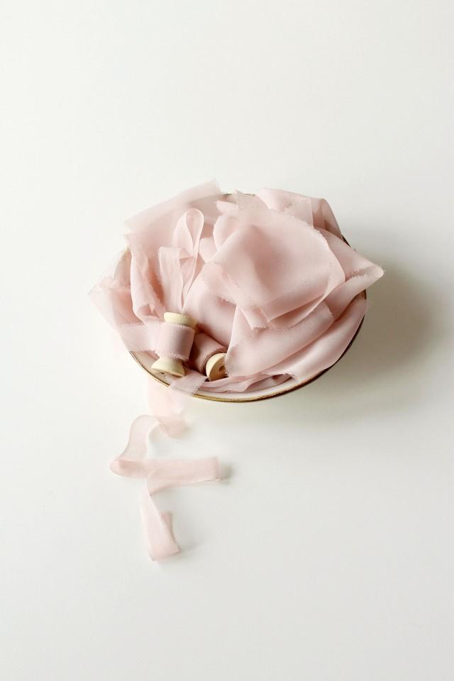 Dusty Rose Silk Ribbon Blush Hand Dyed Silk Ribbon Dusty Pink