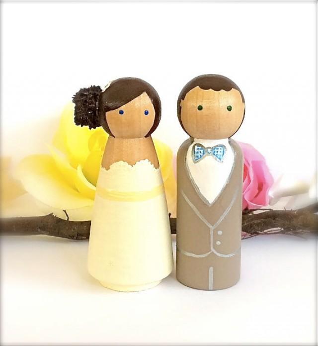 bride and groom peg dolls