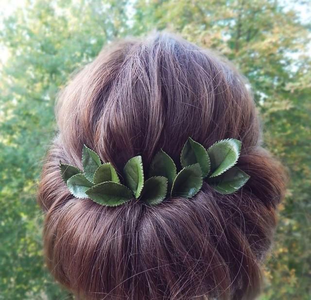 Green Leaves Hair Pins Greenery Wedding Hair Piece Bridal Floral