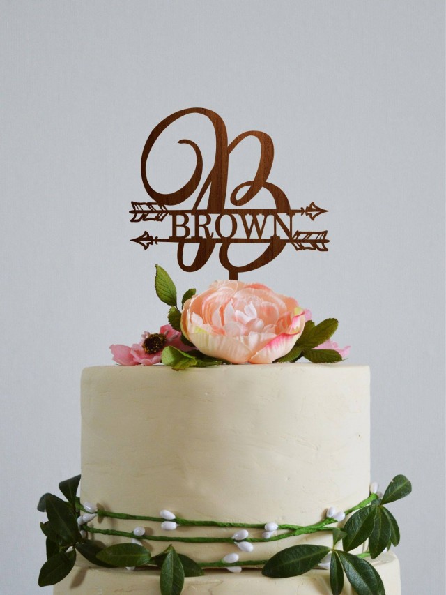 Monogram B Wedding Topper, Last Name Cake Toppers, Wedding Cake Topper ...