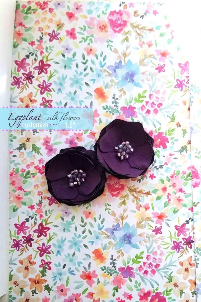 Eggplant Wedding Hair Accessories Plum Bridesmaid Purple Floral Hair