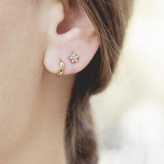 tiny diamond earrings for second hole