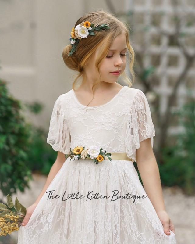 Tulle Flower Girl Dress, Rustic Lace ...