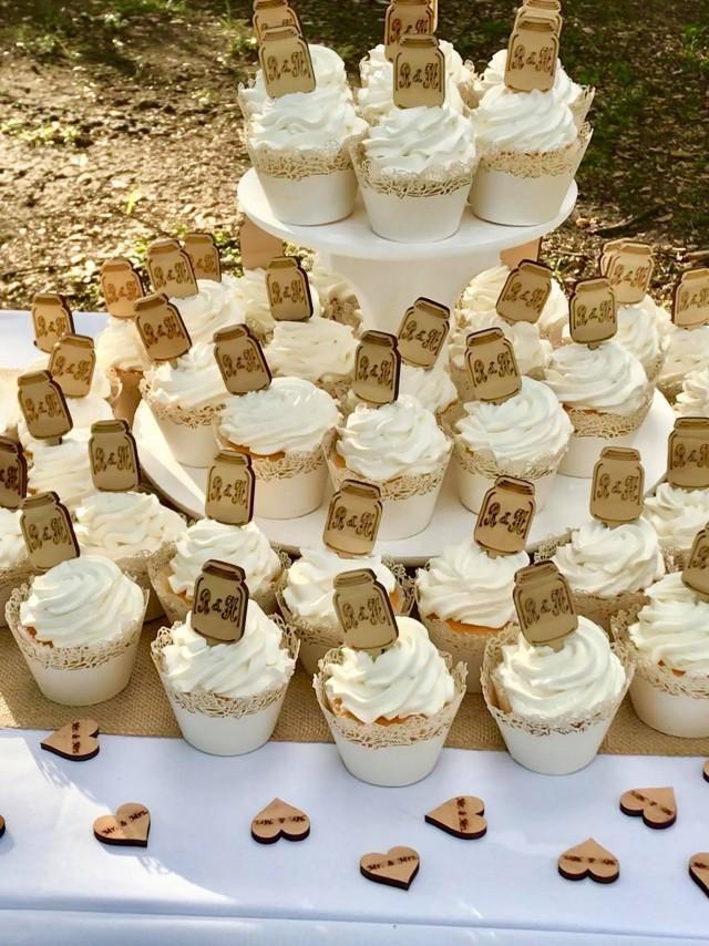 Cupcake Toppers,Mason Jar Cupcake Topper,Cake Toppers,Mason Jars,Rustic