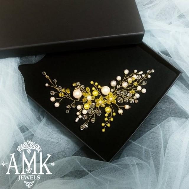 Bridesmaid Hair Accessory, Something Yellow Hair Accessory, Yellow Hair