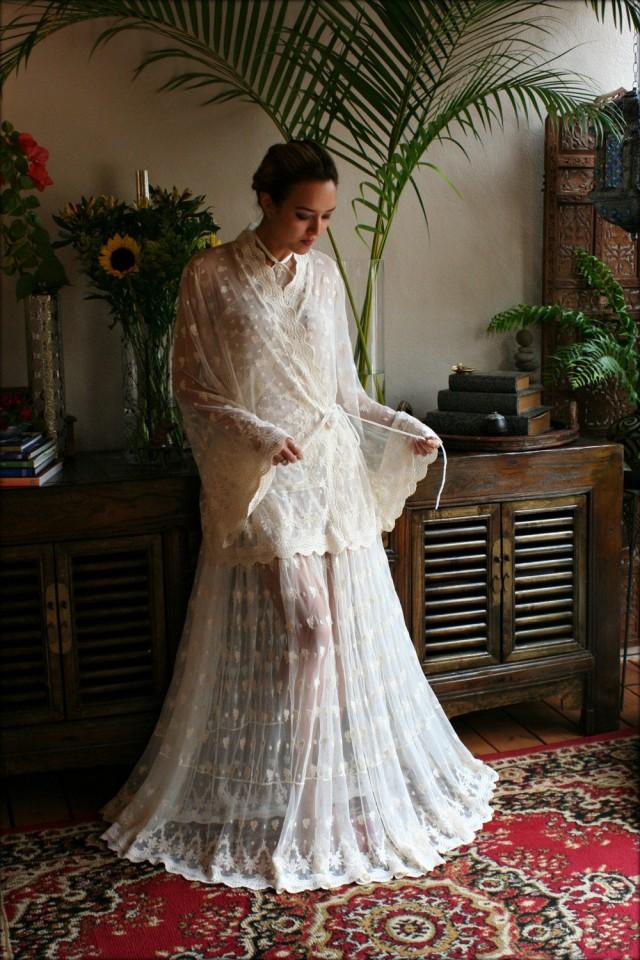 Victorian Lace Bed Jacket Bridal Lingerie Wedding Lingerie Lace Robe