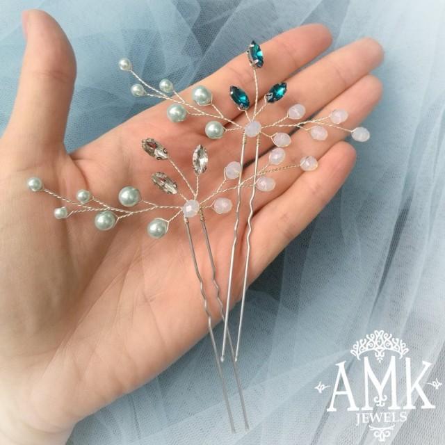 Blue Aquamarine Crystal Hair Pins 2967292 Weddbook
