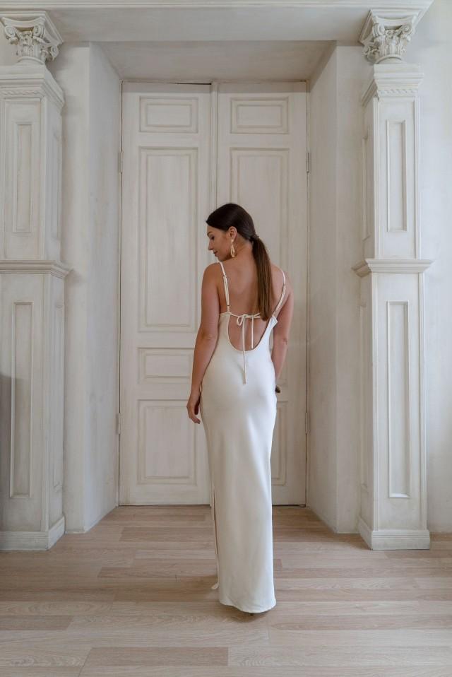 white backless beach dress