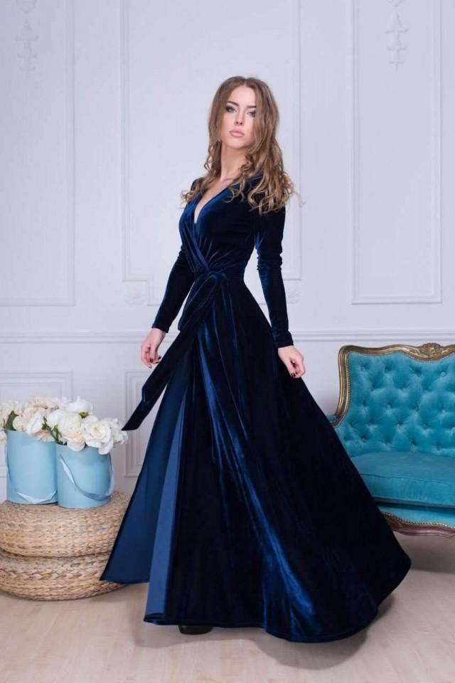 navy blue dress velvet