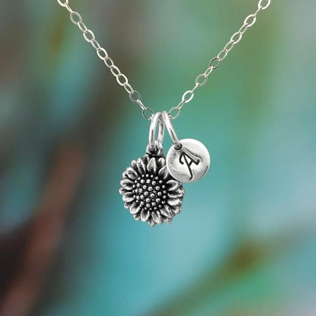 Sunflower Necklace, 925 Sterling Silver Necklace, Personalised Necklace