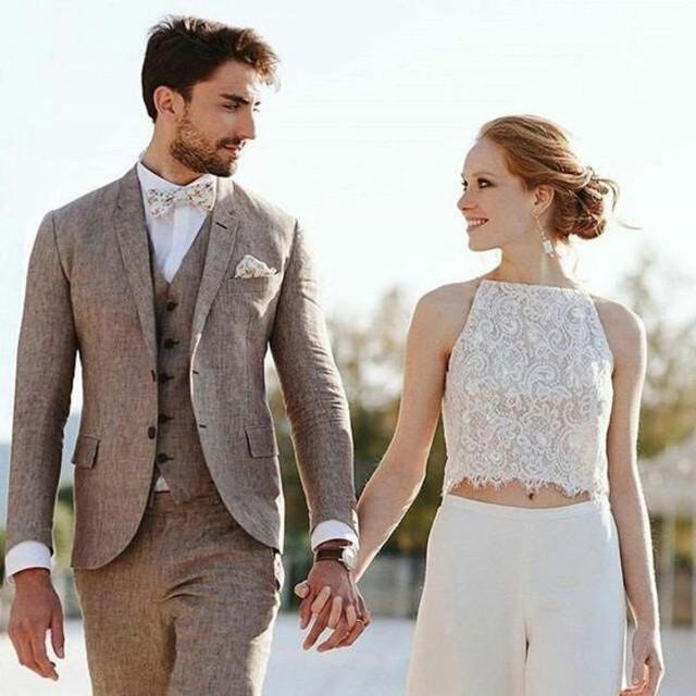 linen suit wedding groom