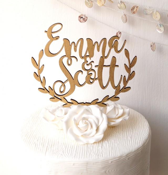 Wedding Cake Topper Personalized Cake Topper Rustic Wooden Cake