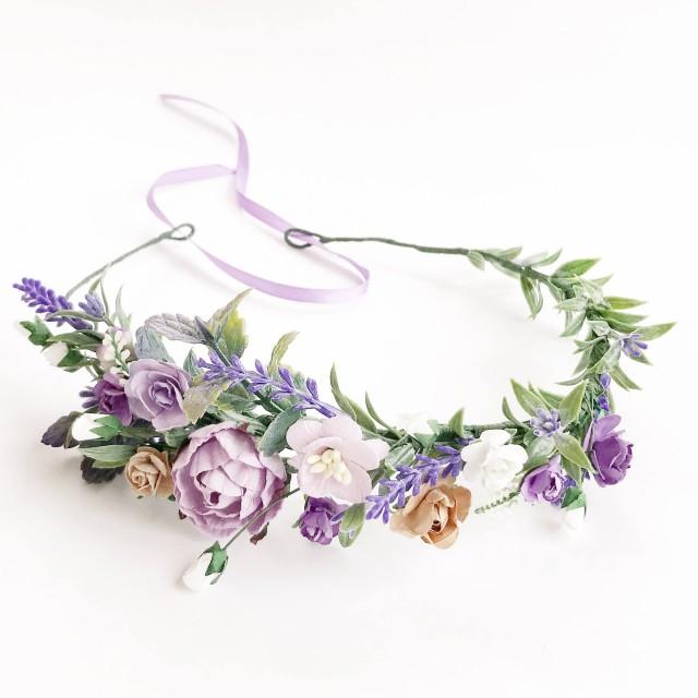 Flower Crown, Bridal Flower Crown, Bridal Provence Floral Crown