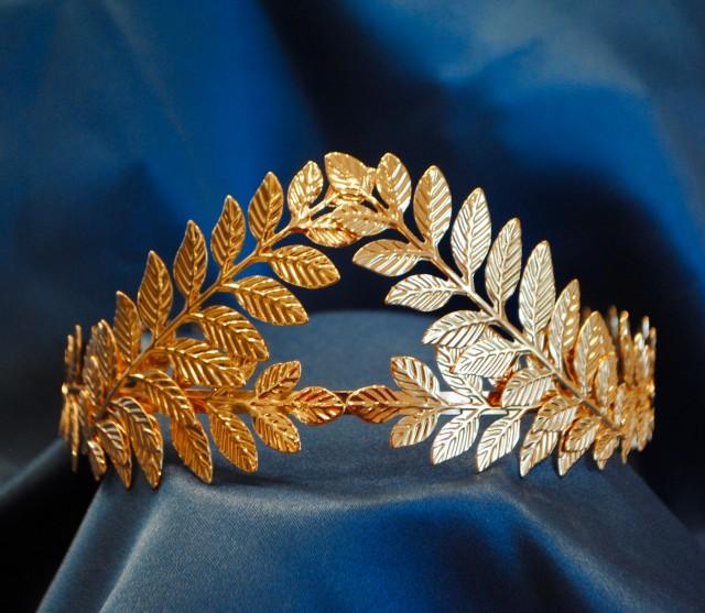 Olive Branch Tiara Wedding Greece Gold Headband Leaves Crown Hairpiece Elegant Greek