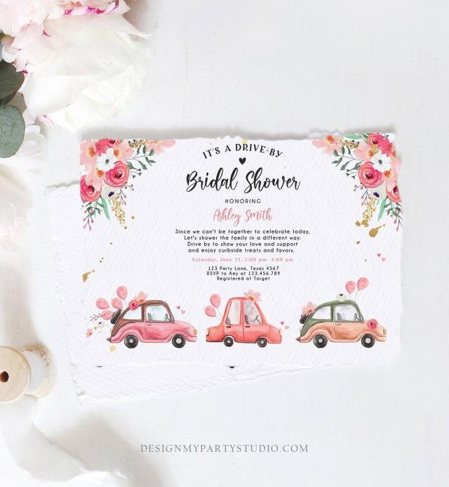 Editable Drive By Bridal Shower Invitation Couples Shower Invite