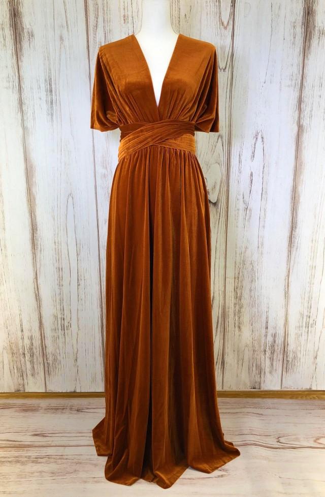 orange velvet maxi dress