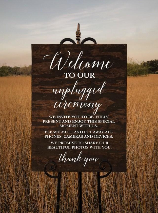 Unplugged Ceremony Custom Wood Sign Personalized For Weddings