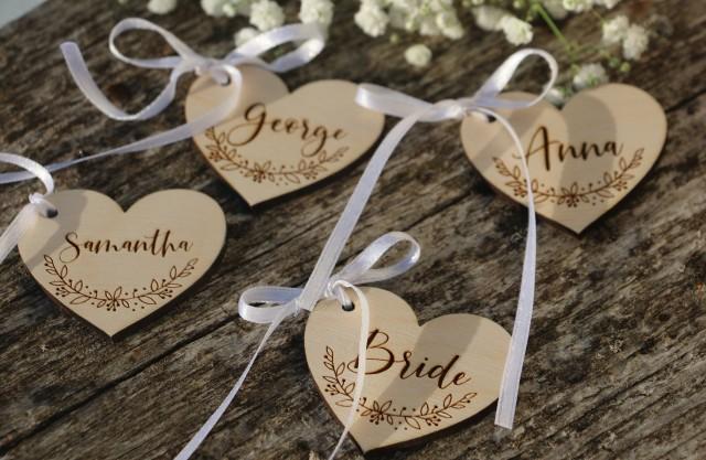 Table Names Wedding Favours Personalised Heart Engraved Place Settings