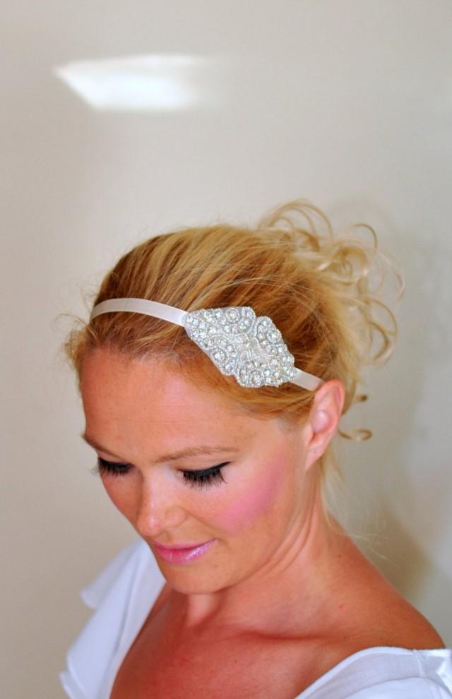 Bridal Headband Ivory Wedding Headband Wedding Rhinestone Crystal