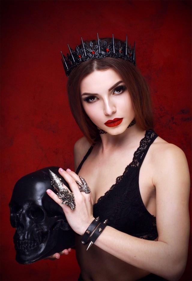 Black Crown Women, Black Crown, Bridal Crown, Crown, Black Tiara