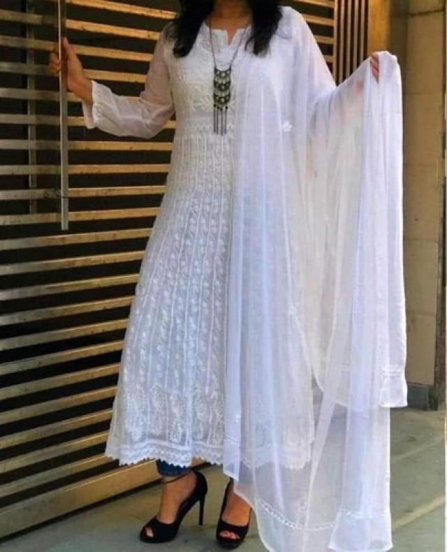 Lucknowi Chikankari Georgette Anarkali 