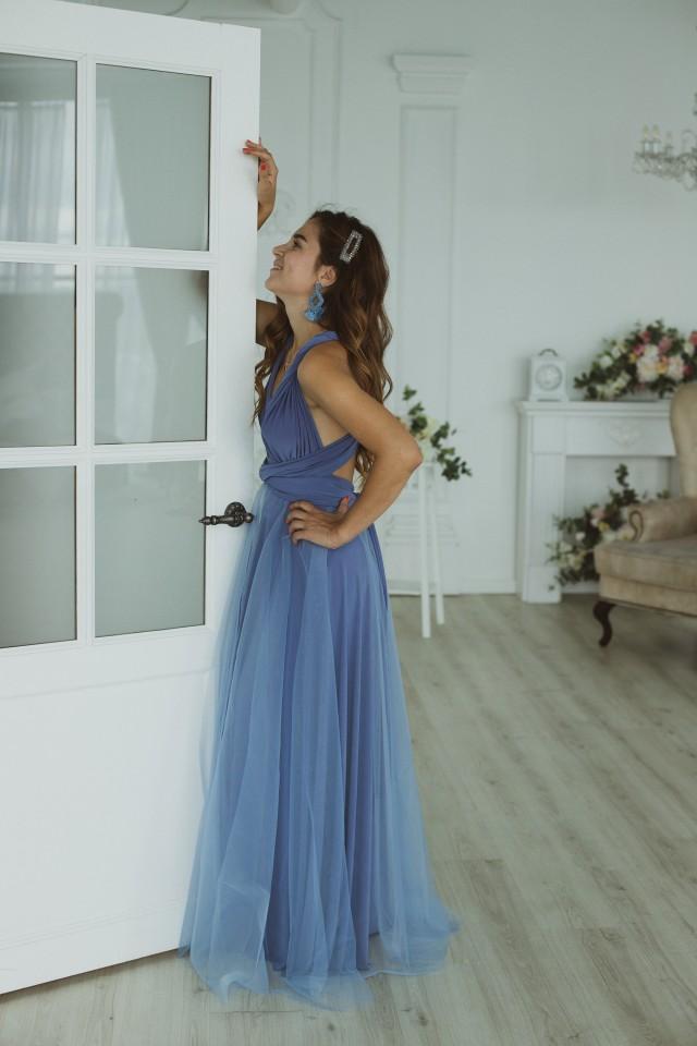 steel blue infinity dress