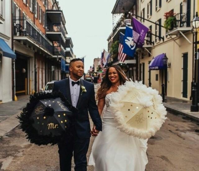 Bride And Groom New Orleans Wedding Second Line Umbrellas Set Of 2