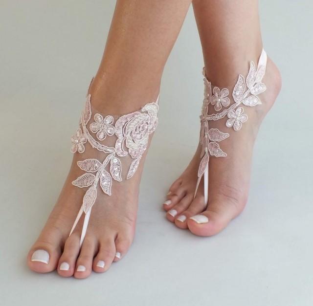 24 Color Blush Barefoot Sandals Lace Barefoot Sandals Wedding Anklet