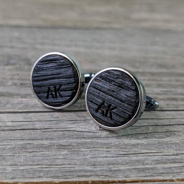 Groomsmen Cufflinks Crafted From A Bourbon Barrel / Personalized