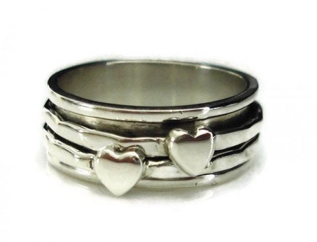92 Silver ring UPTO 50% OFF Newly Heart Designer Ring Spinner Ring Anxiety Ring Meditation Ring Spinningthumb ring Silver spinner ring,